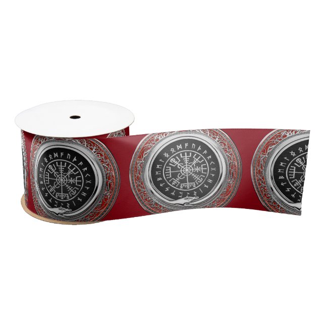 [510] Vegvisir - Viking Silver Magic Runic Compass Satinband (Spule)