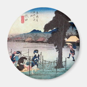 51. 水 口 宿, 広 Minakuchi-juku, Hiroshige, Ukiyo-e Magnet