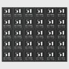 51. Geburtstag - Art Deco Inspiriert Look "51", Na Geschenkpapier