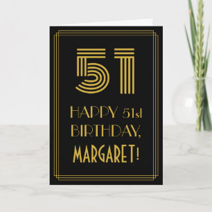 51. Geburtstag: Art Deco inspiriertes Aussehen "51 Karte