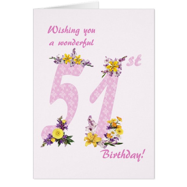 51. Geburtstag Blume dekorierte Zahlen (Vorne)