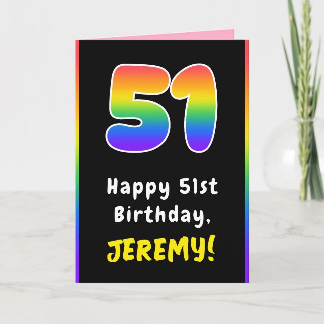 51. Geburtstag: Farbiger Regenbogen # 51, Individu Karte (Vorderseite)