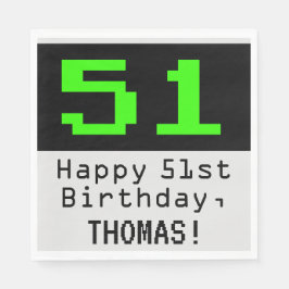 51. Geburtstag - Nerdy / Geeky Style "51" & Name Serviette