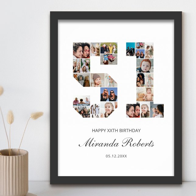 51. Geburtstag Nr. 51 Custom Foto Collage Poster (Von Creator hochgeladen)