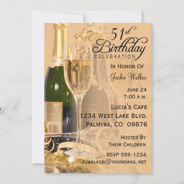 51. Geburtstags-Party Einladung (Vorderseite)