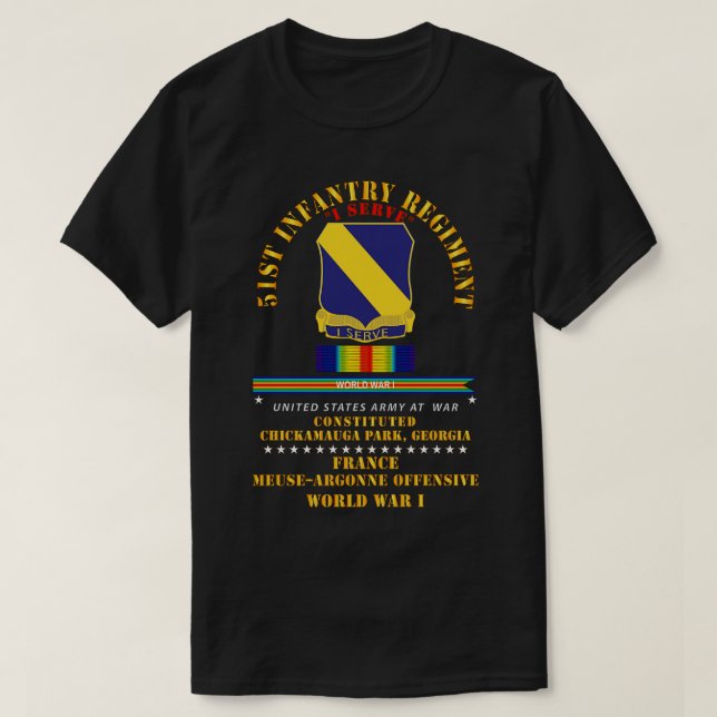 51. Infanterie Regiment I Serve France WWI T-Shirt (Design vorne)