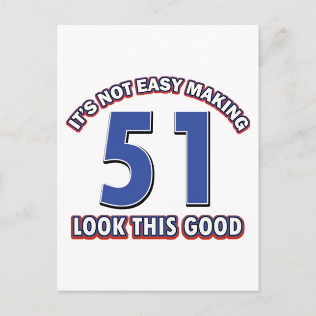 51 Jahre Alte Geburtstagsdesigns Postkarte (Vorderseite)