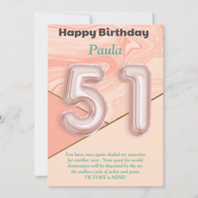 51-jährige Mädchen Happy Birthday Card (Vorderseite)