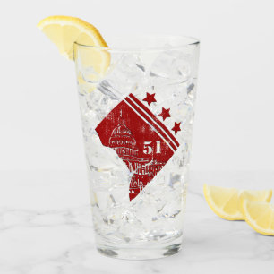 51. - Staat der Washington DC Flag Borderline Glas