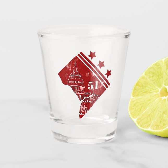 51. - Staat der Washington DC Flag Borderline Schnapsglas (Vorderseite)
