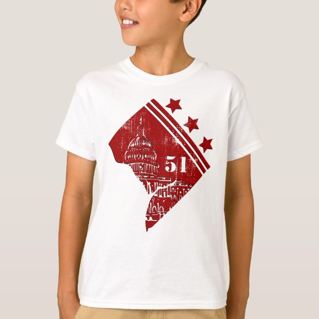 51. - Staat der Washington DC Flag Borderline T-Shirt (Vorderseite)
