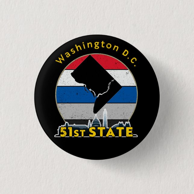 51. Staat: Staatlichkeit für Washington, DC Button (Vorderseite)