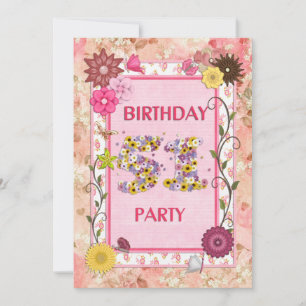 51e anniversaire invitation fête avec cadre fleuri
