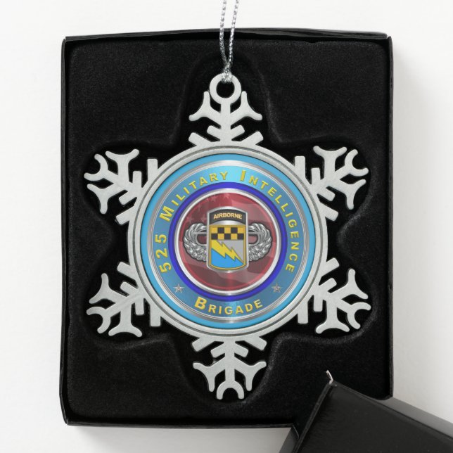 525. Brigade des Militärgeheimdienstes Schneeflocken Zinn-Ornament (Box)