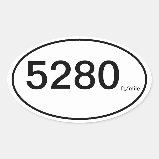 5280 ft/Meile Ovaler Aufkleber (Vorderseite)