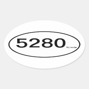 5280 ft/Meile Ovaler Aufkleber