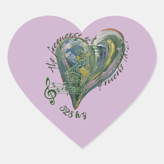 528 Häufigkeit der Liebe Herz-Aufkleber (Vorderseite)