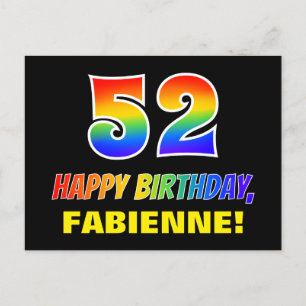 52. Geburtstag: Bold, Fun, Simple, Rainbow 52 Postkarte