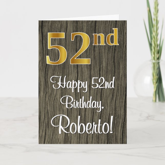 52. Geburtstag: Elegante Imitate Gold Look #, Imit Karte (Vorderseite)