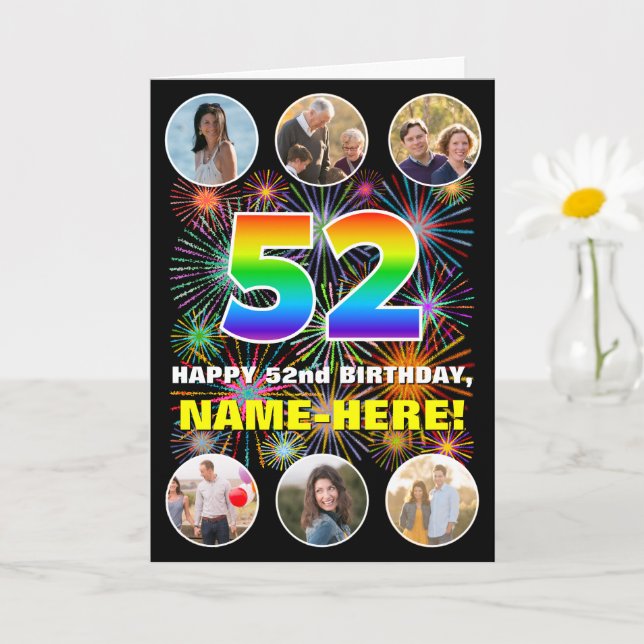 52. Geburtstag: Fun Rainbow #, Individuelle Name & Karte (Kleine Pflanze)