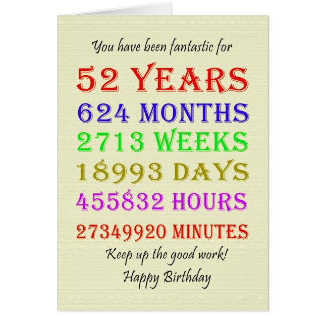 52. Geburtstag - Meilensteine (Vorne)