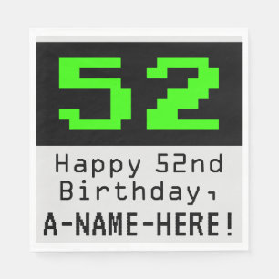 52. Geburtstag - Nerdy / Geeky Style "52" & Name Serviette