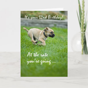 52. Geburtstag Welpe läuft Karte