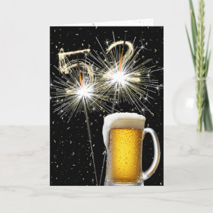 52. Geburtstagsparkler mit Bier-Tasse Karte