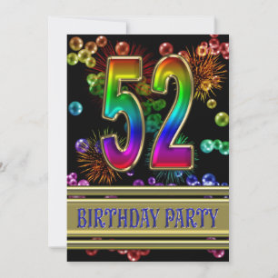 52. Geburtstagsparty Einladung mit Blasen