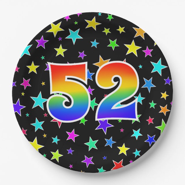 52. Veranstaltung: Bold, Fun, Colorful Rainbow 52 Pappteller (Vorderseite)