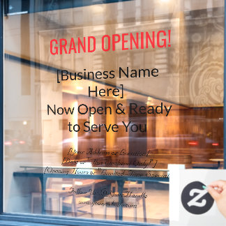 52" x 72" Grand Opening Window Cling  Fensteraufkleber
