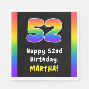 52nd Birthday: Rainbow Spectrum # 52, Custom Name Serviette