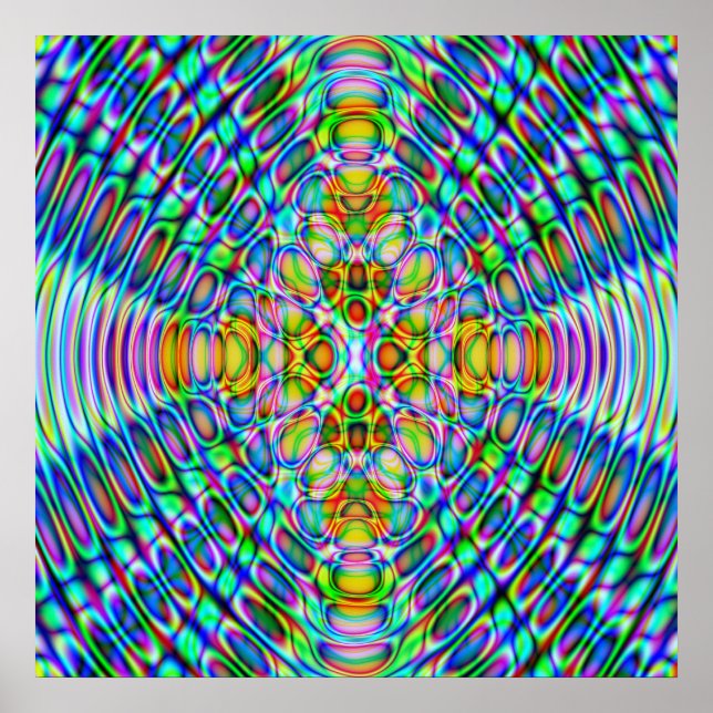 52x52 oder kleinerer Poster, psychedelisches Blau  Poster (Vorne)