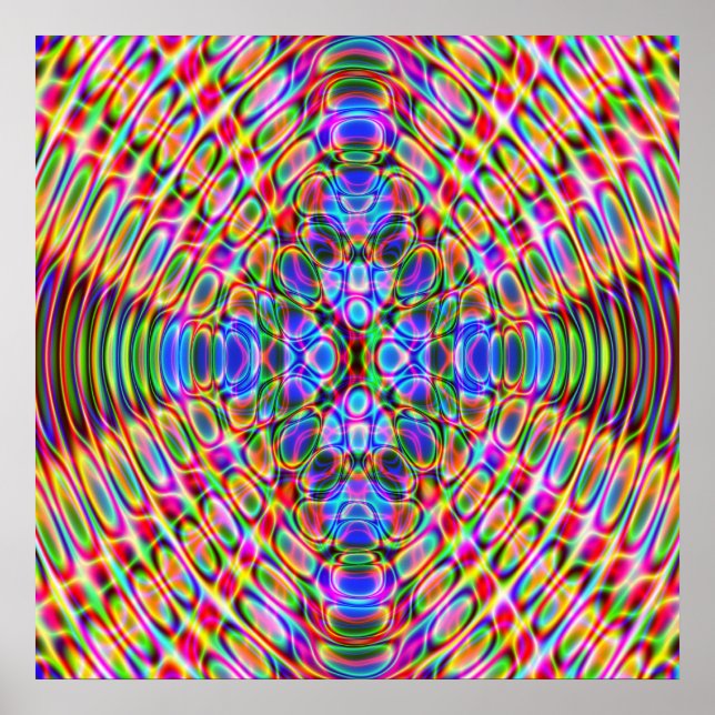 52x52 oder Kleineres Poster, Psychedelic Red Blue Poster (Vorne)