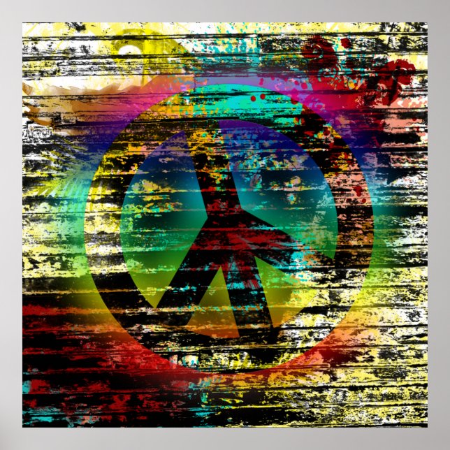 52x52 oder Kleineres Poster Rainbow Grunge Peace P (Vorne)