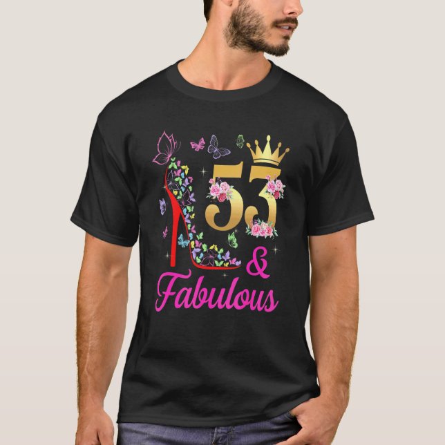 53 & Fabulous 53 Years Old 53 Bday Butterflies H T-Shirt (Vorderseite)