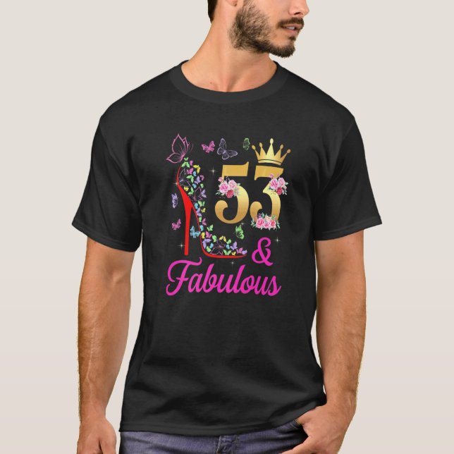 53 & Fabulous 53 Years Old 53 Bday Butterflies H T-Shirt (Vorderseite)