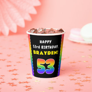 53. Geburtstag: Farbenfroher Regenbogen # 53, Indi Pappbecher