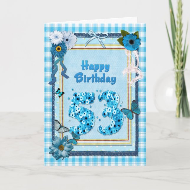 53. Geburtstag mit Scrapbook-Effekt Karte (Vorderseite)