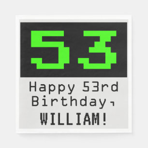 53. Geburtstag - Nerdy / Geeky Style "53" & Name Serviette