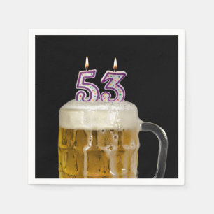53. Geburtstagsbier auf schwarz Serviette