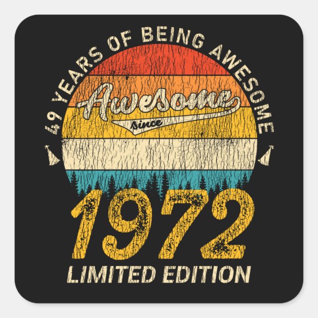 53 Jahre alt 1972 Retro Phantastisch 53. Geburtsta Quadratischer Aufkleber (Vorderseite)