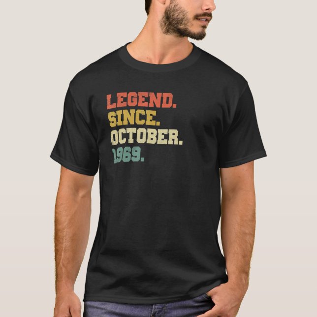 53 Jahre alte Legende seit Oktober 1969 53. Geburt T-Shirt (Vorderseite)