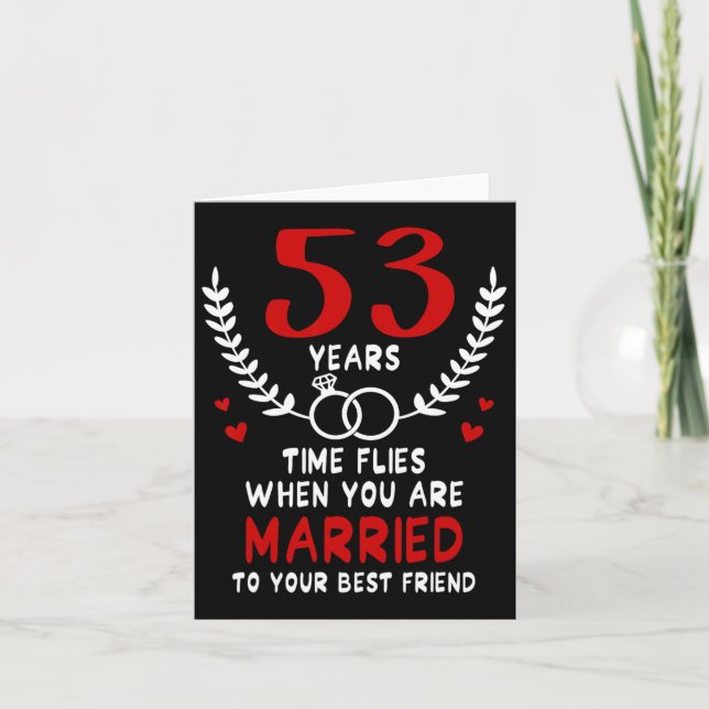 53 Jahre Fliegen Verheiratet zu den besten Freunds Karte (Vorderseite)