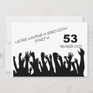 53. Party Einladung mit jubelnden Menschenmassen