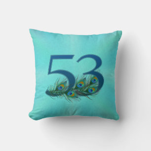 53 Pfauenfeder Geburtstag Jubiläum Elegant Kissen