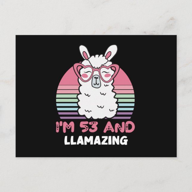 53 Year Old Bday Llamazing 53rd Birthday Llama Postkarte (Vorderseite)