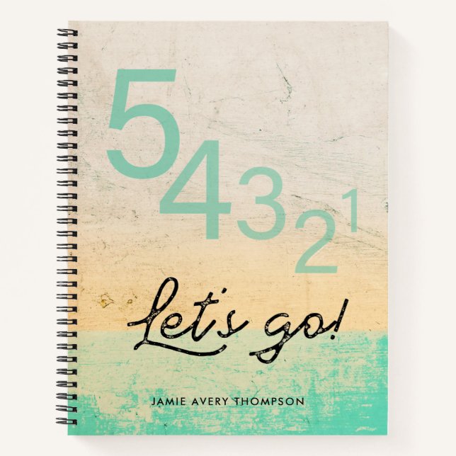 54321 Lass uns gehen! Motivierend Zitat personalis Notizbuch (Vorderseite)
