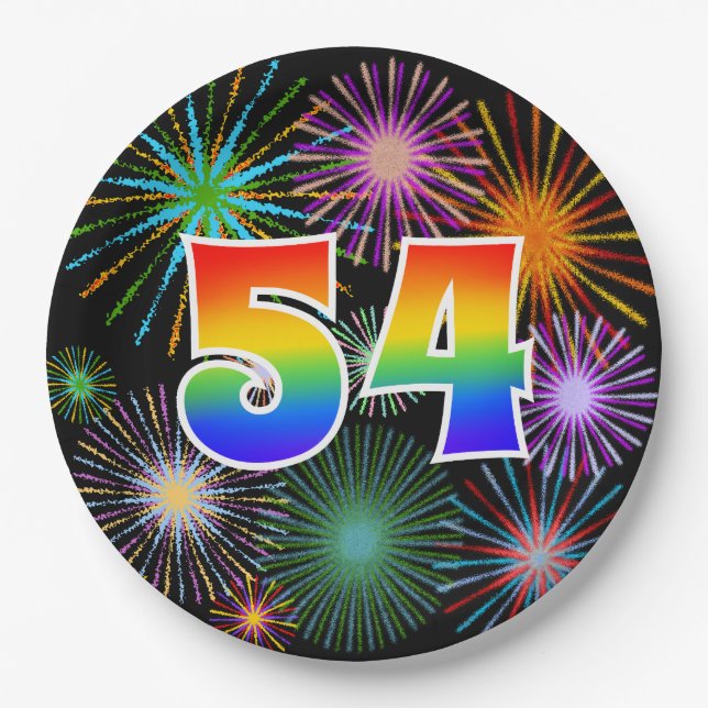 54. Event - Spaß, farbenfroh, kühl, Regenbogen 54 Pappteller (Vorderseite)
