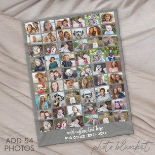 54-Foto-Collage-Raster - Benutzerdefinierter Text Fleecedecke